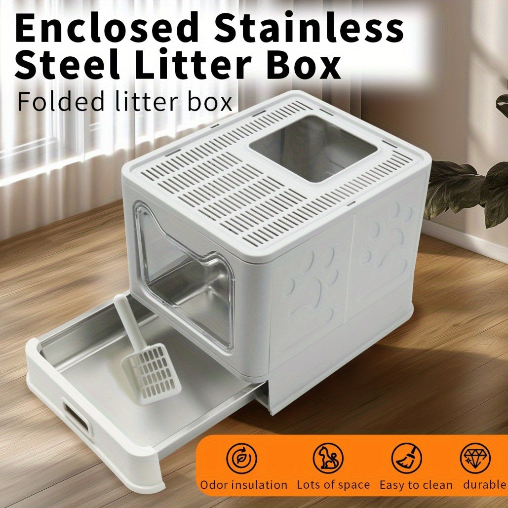 Eine Katzenbox aus Edelstahl, Grau für Haustiere und Zuhause – Detailansicht 4