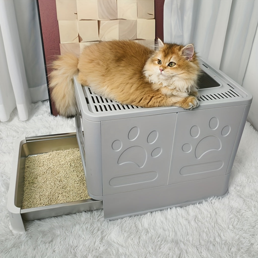 Eine Katzenbox aus Edelstahl, Grau für Haustiere und Zuhause – Detailansicht 5