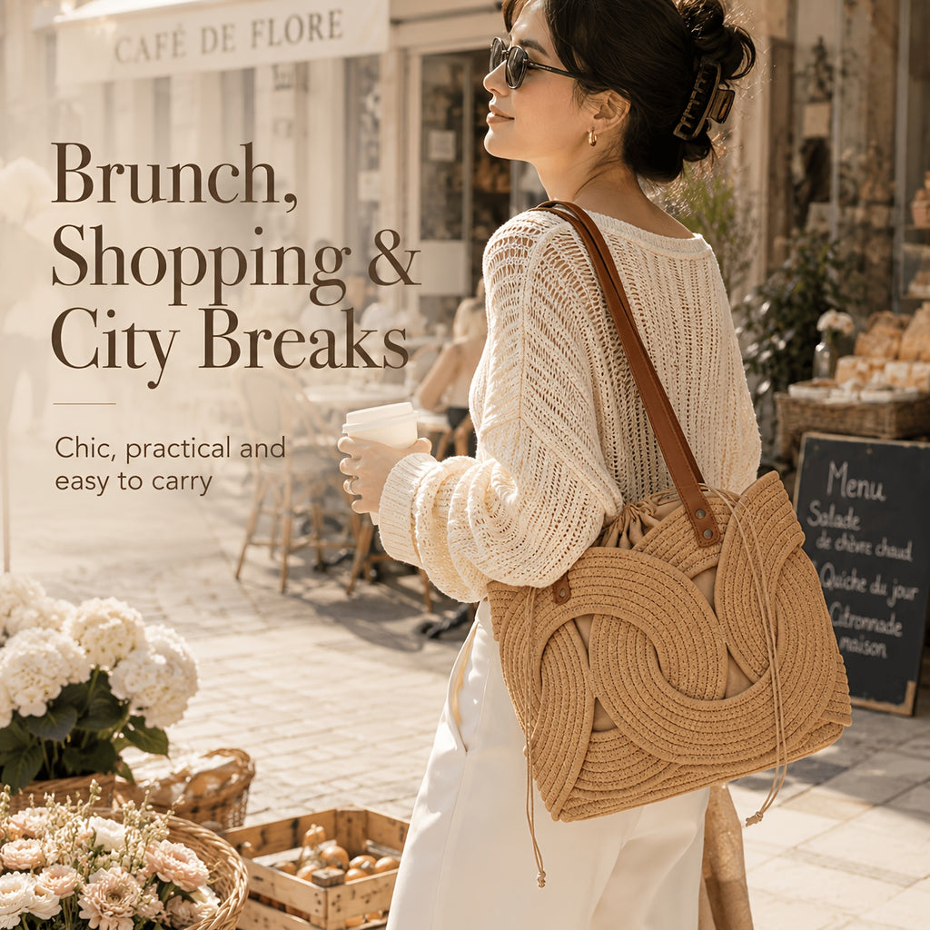 Einzigartige kreative Webtasche, Beige für Alltag und Zuhause – Detailansicht 3