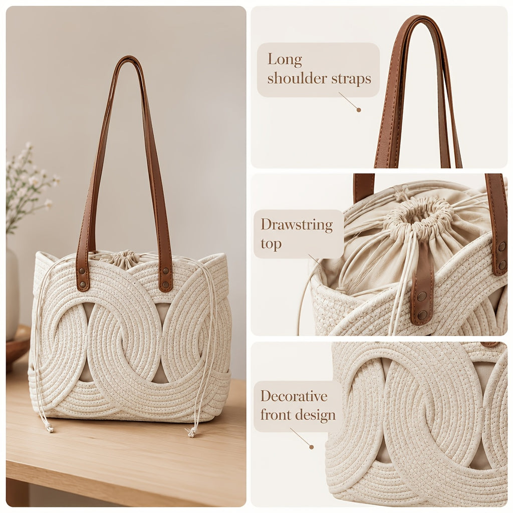Einzigartige kreative Webtasche, Beige für Alltag und Zuhause – Detailansicht 6