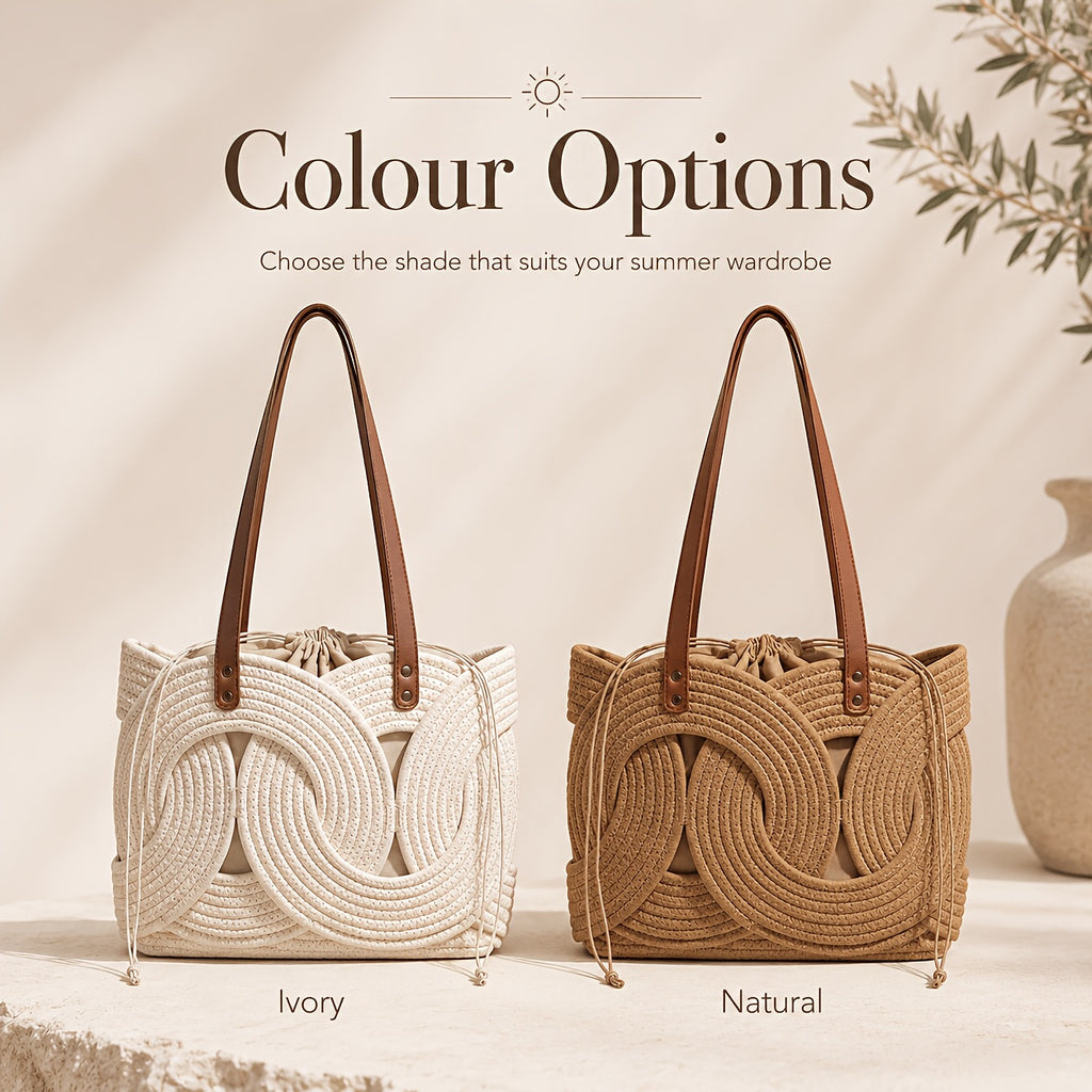 Einzigartige kreative Webtasche, Beige für Alltag und Zuhause – Detailansicht 7