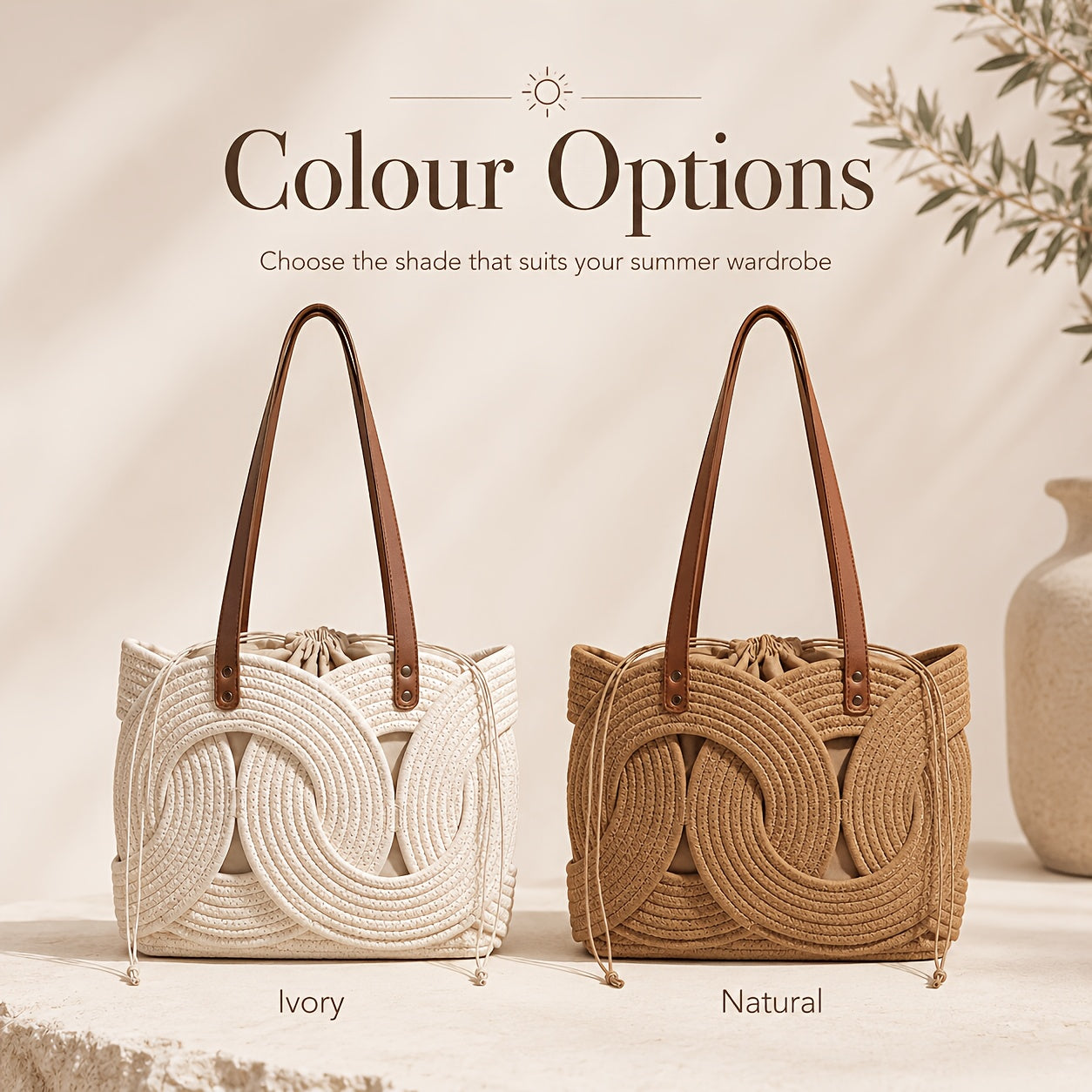 Einzigartige kreative Webtasche, Beige für Alltag und Zuhause – Detailansicht 7
