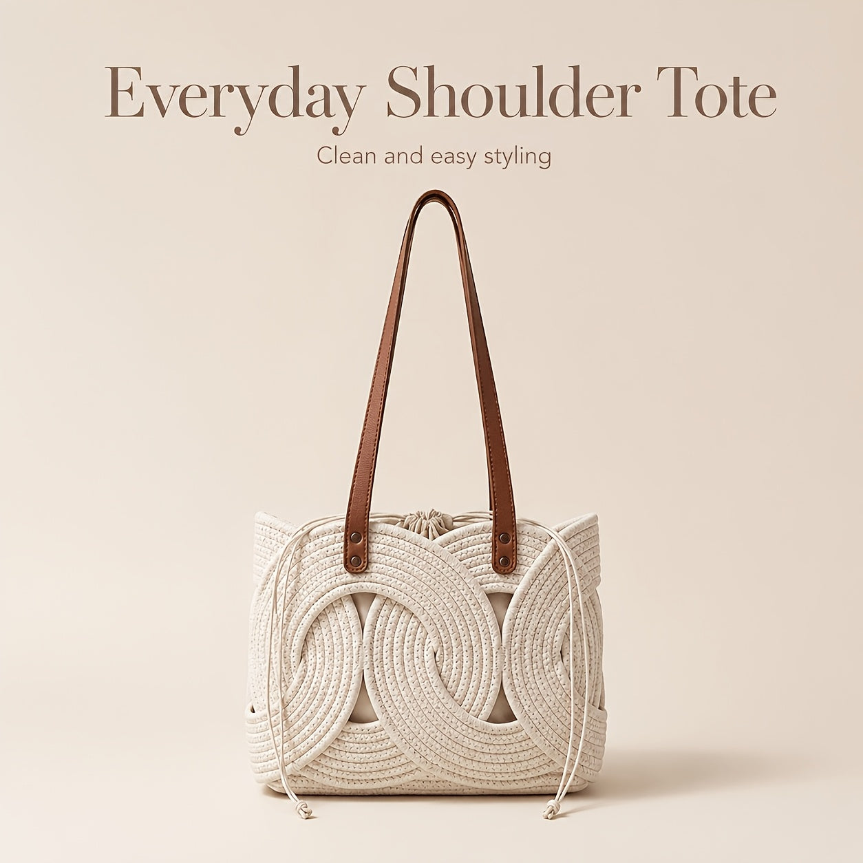 Einzigartige kreative Webtasche, Beige für Alltag und Zuhause – Detailansicht 8