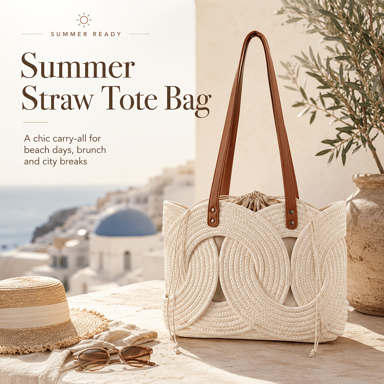 Einzigartige kreative Webtasche, Beige für Alltag und Zuhause – Detailansicht 9