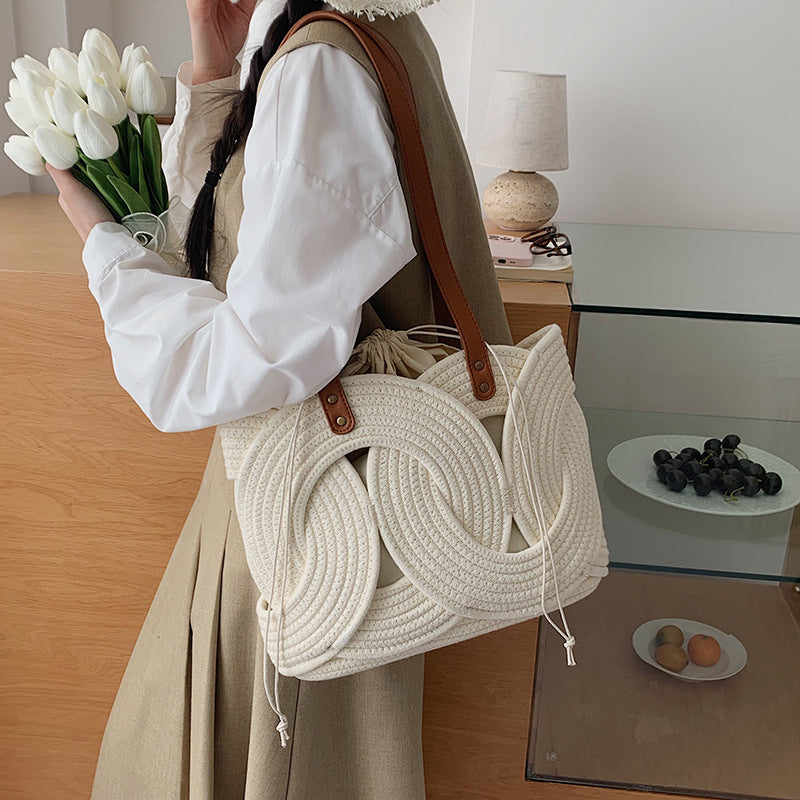 Einzigartige kreative Webtasche, Beige für Alltag und Zuhause – Detailansicht 12