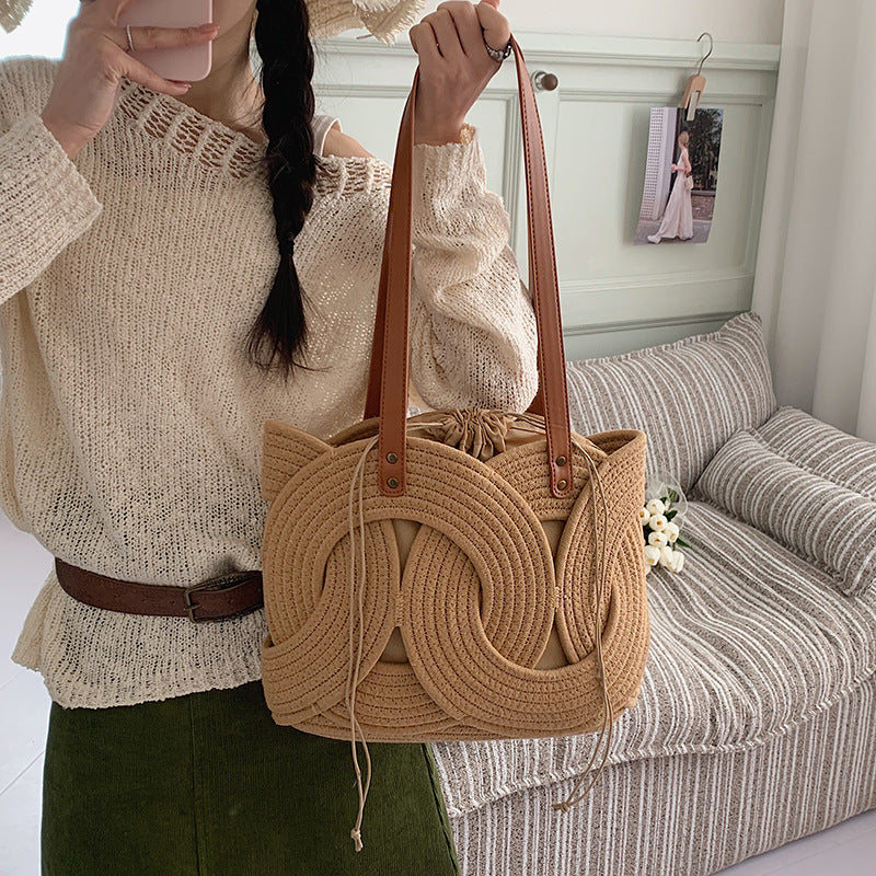 Einzigartige kreative Webtasche, Beige für Alltag und Zuhause – Detailansicht 14