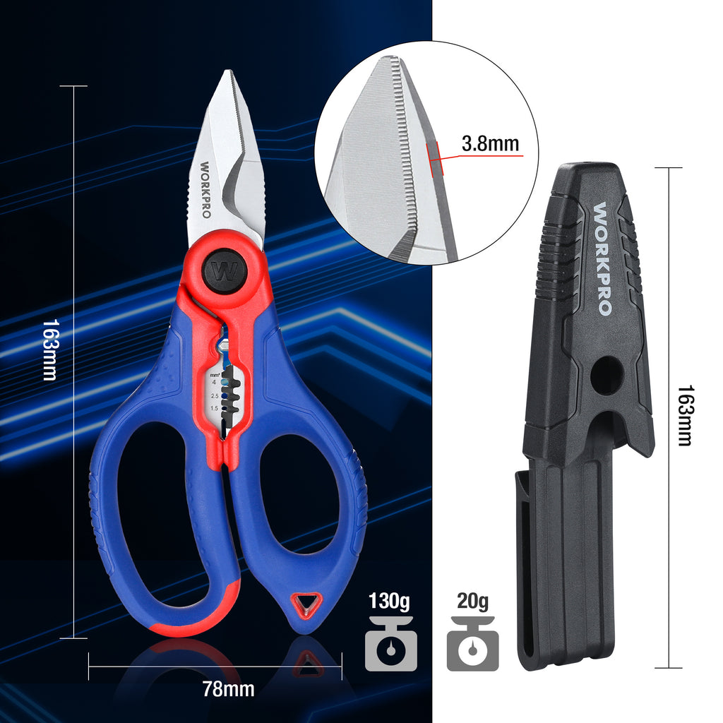 Elektrikerschere Kabelschere Universalschere, 162MM für Alltag und Zuhause – Detailansicht 2