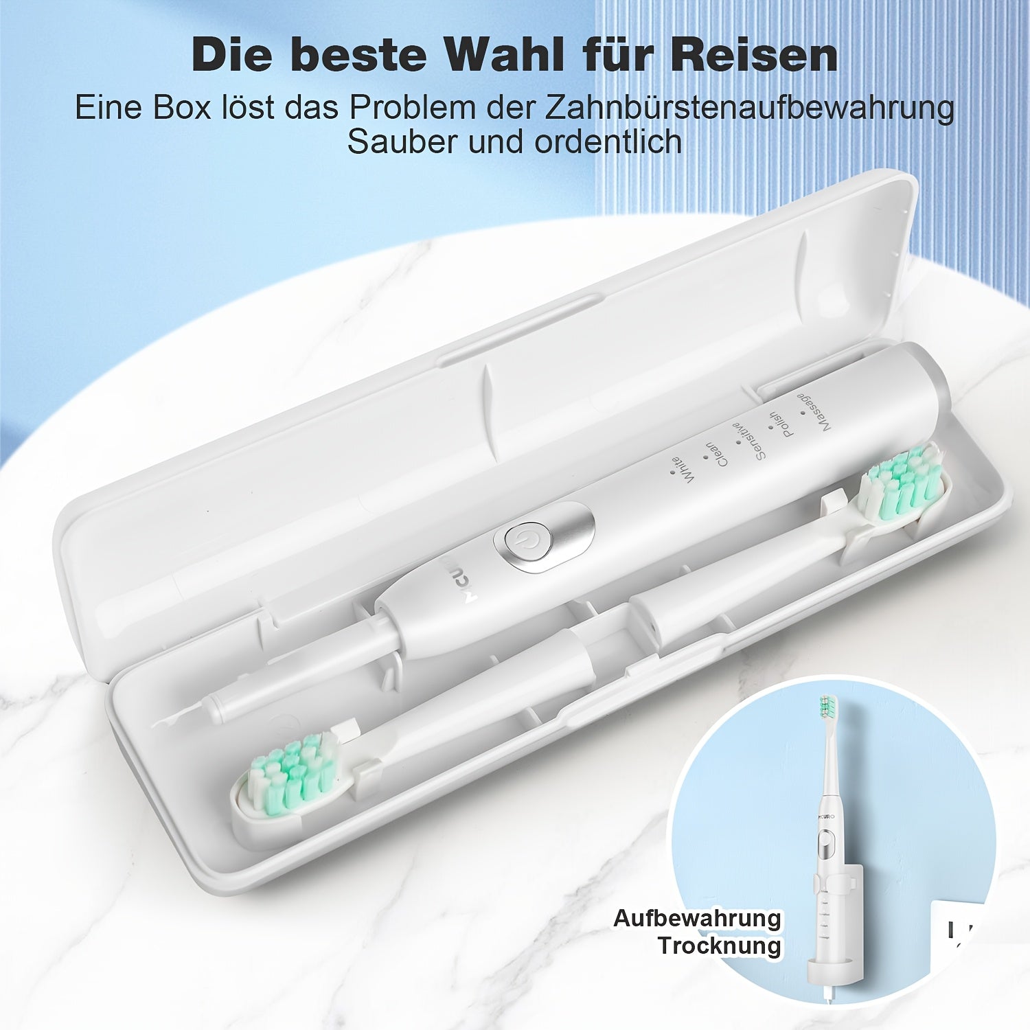 Elektrische Zahnbürste, Rosa für Camping – Detailansicht 4