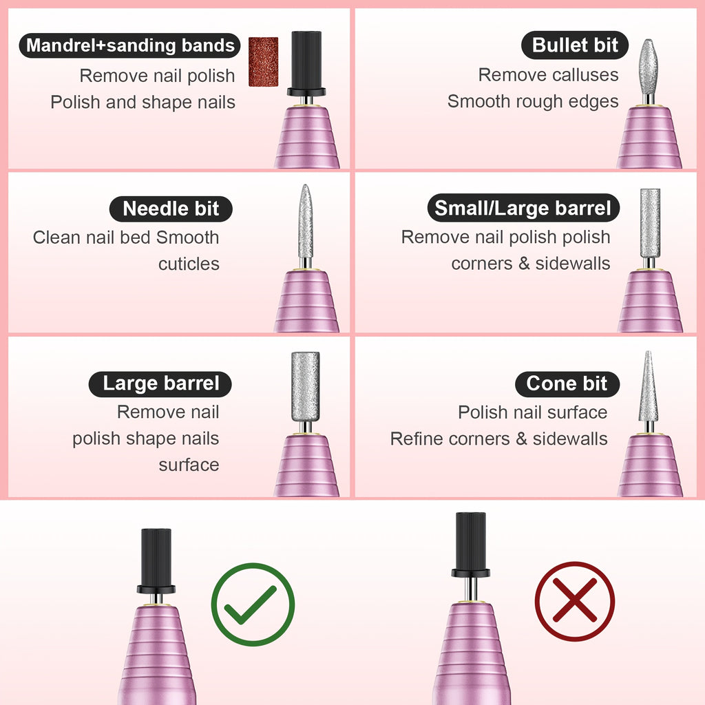 Elektrischer Nagelbohrer-Set, rosa Farbe für Wohnzimmer und Zuhause – Detailansicht 3