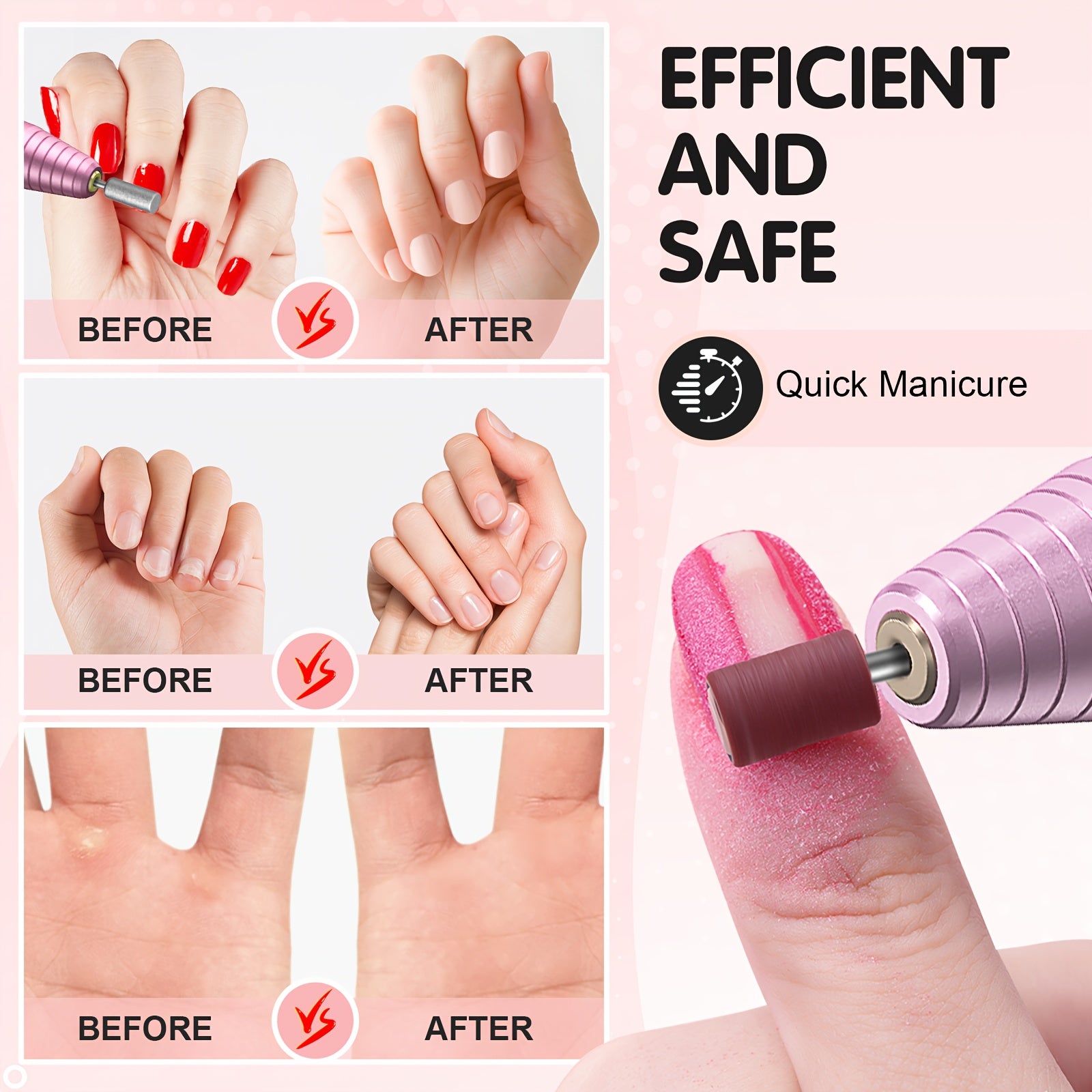 Elektrischer Nagelbohrer-Set, rosa Farbe für Wohnzimmer und Zuhause – Detailansicht 7