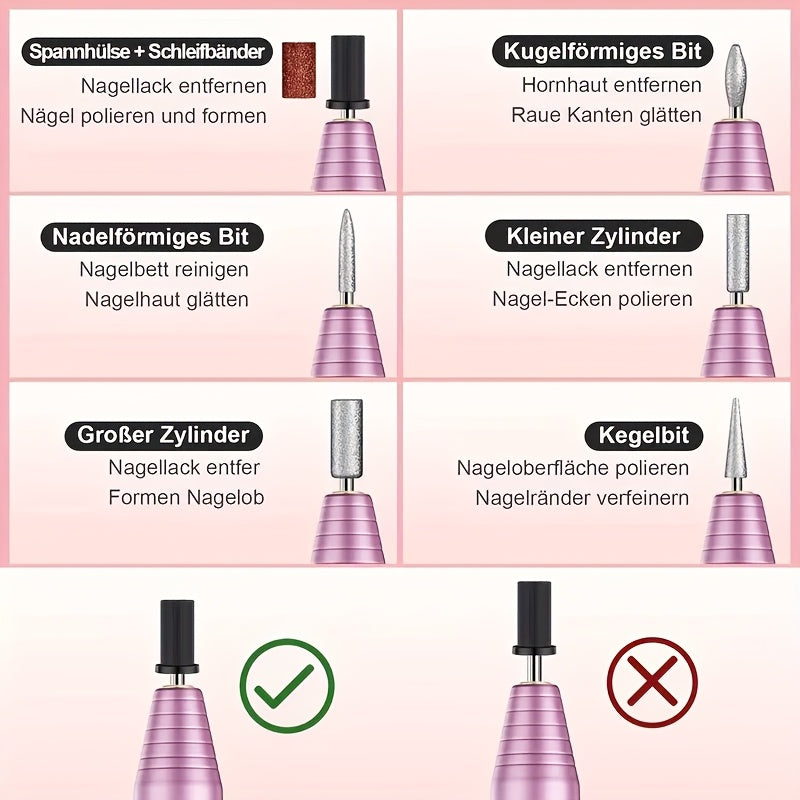 Elektrischer Nagelbohrer-Set, rosa Farbe für Wohnzimmer und Zuhause – Detailansicht 10