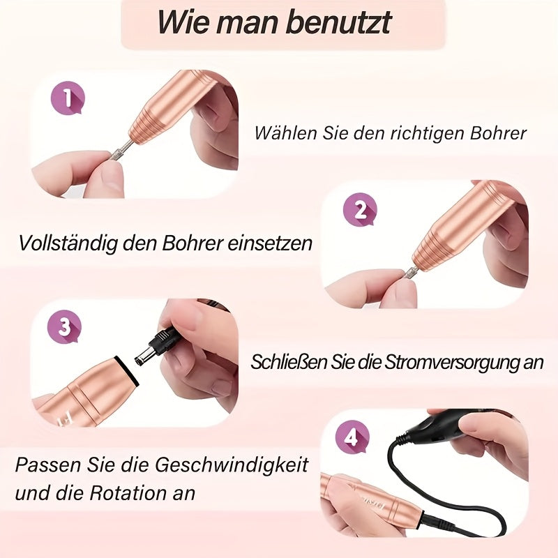 Elektrischer Nagelbohrer-Set, rosa Farbe für Wohnzimmer und Zuhause – Detailansicht 11