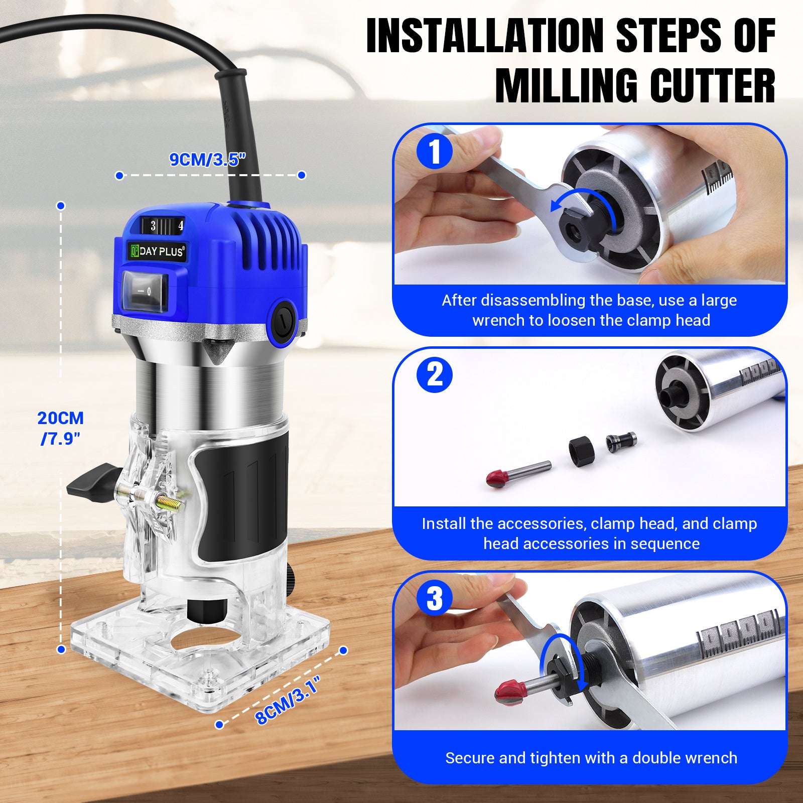 Elektrischer Trimmer Palm Router Werkzeug, Holz für Alltag und Zuhause – Detailansicht 18