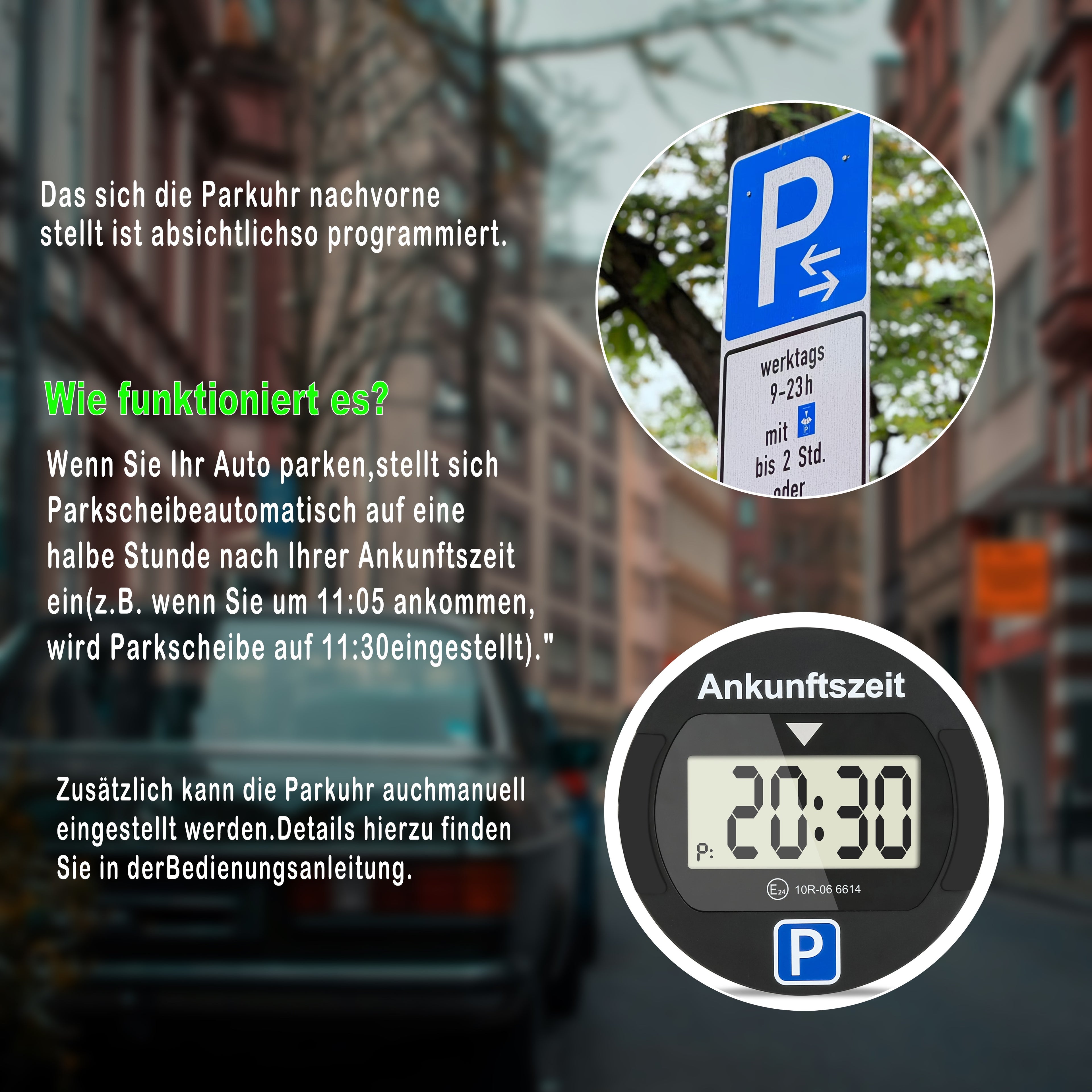 Elektronischer Auto-Parkuhr, LED-Beleuchtung für Fahrzeug und unterwegs – Detailansicht 11