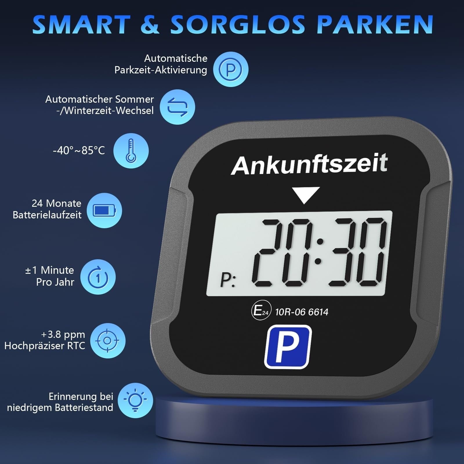Elektronischer Parktimer, LED-Beleuchtung für Fahrzeug und unterwegs – Detailansicht 19