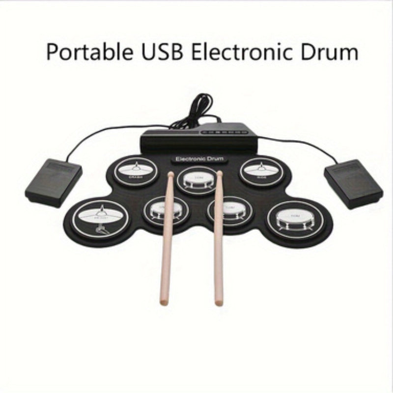 Elektronisches Drumset, schwarz mit Muster für Anfänger und Fahrzeug – Detailansicht 3