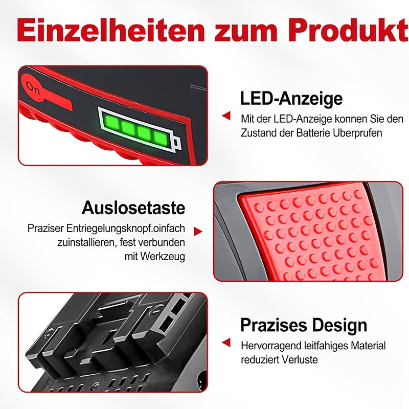 Elektrowerkzeug-Ersatzakku, 4er Pack für Akku-Werkzeuge – Detailansicht 15