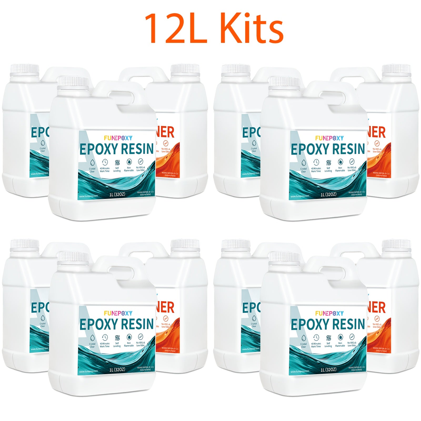 Epoxidharz-Set, 12L Kits (8L A + 6L B) für Schmuckherstellung und Alltag – Detailansicht 5