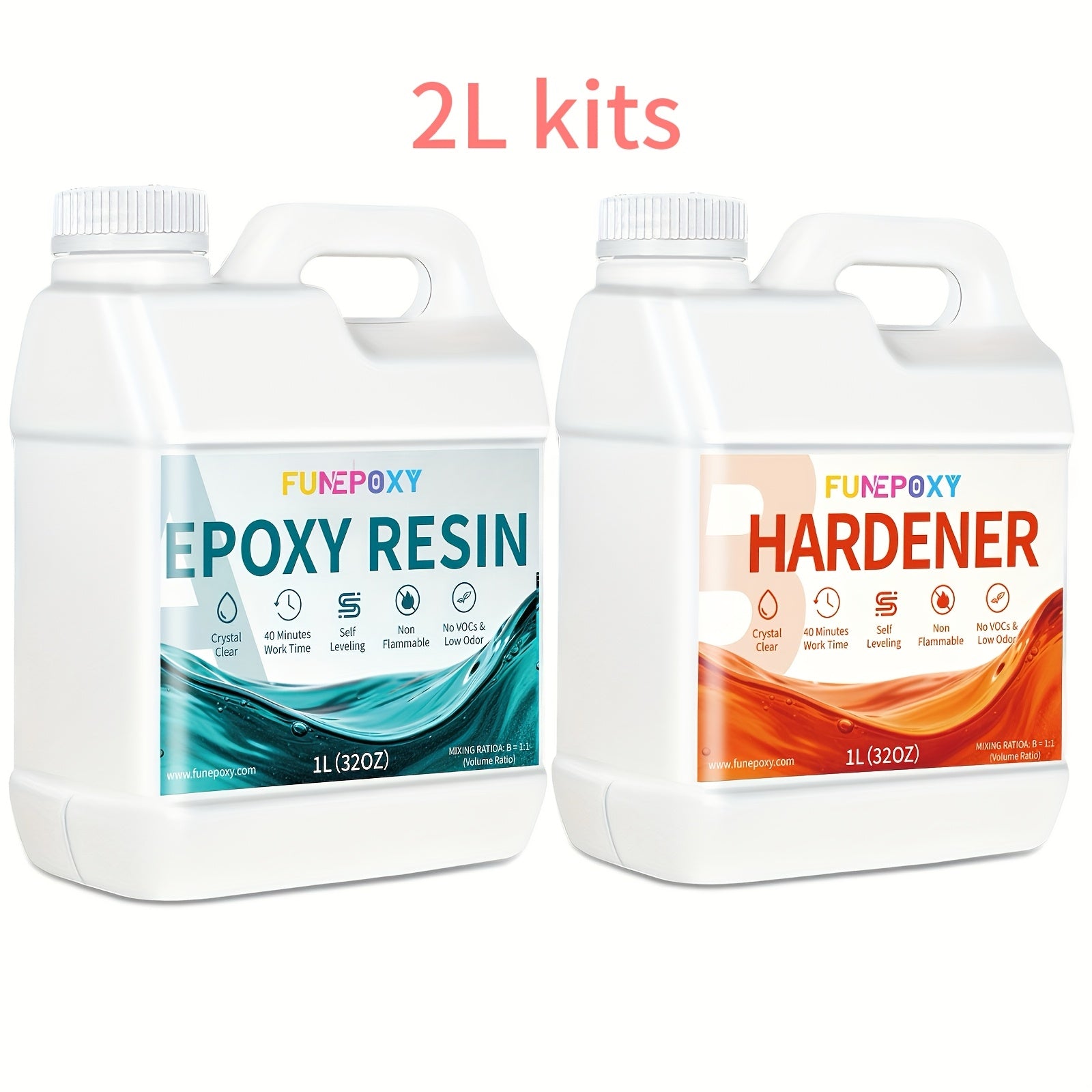 Epoxidharz-Set, 2L für Fluss-Tischplatten und Alltag – Hauptansicht