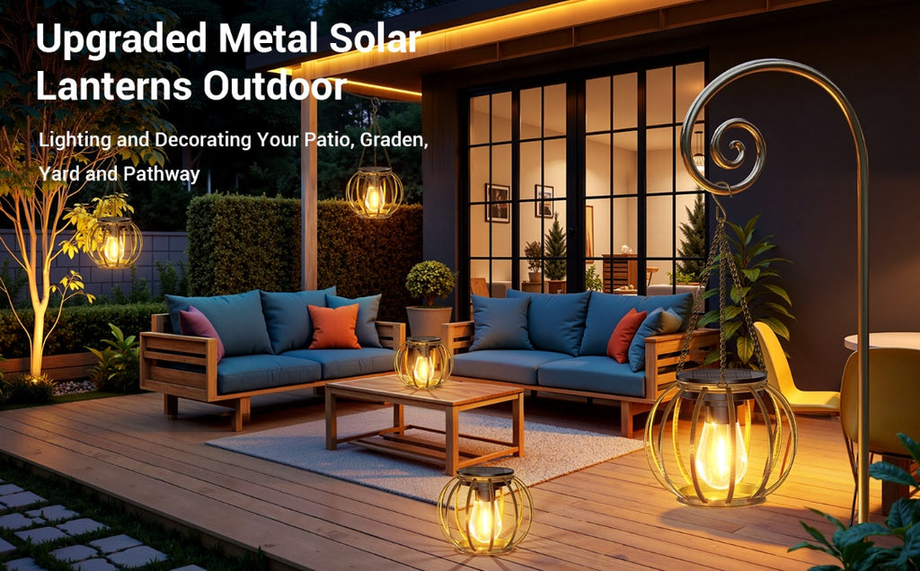 er Pack Metall Solar Außenleuchten, LED-Beleuchtung für Garten und Terrasse – Detailansicht 9