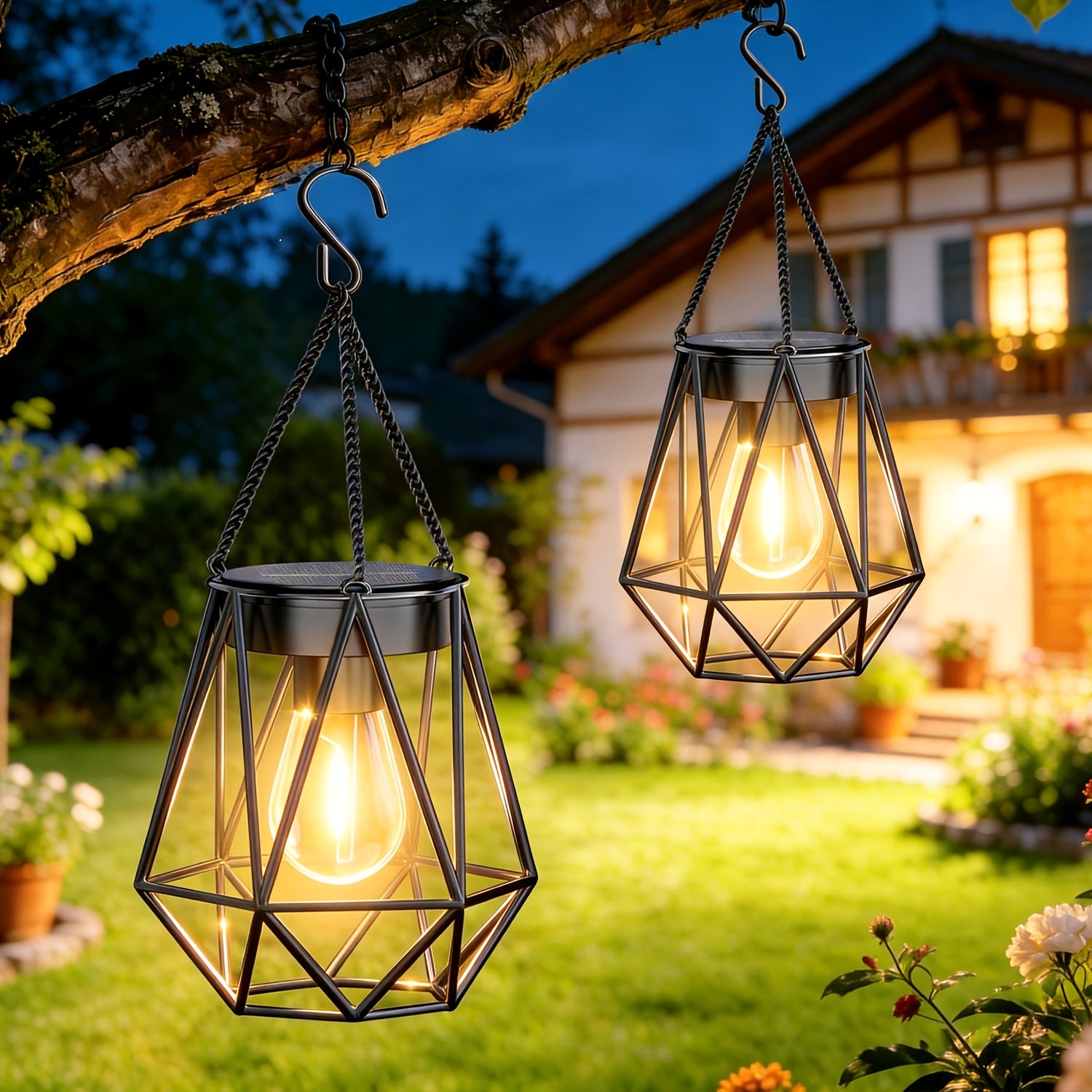 er Pack Solar Laterne, Metall für Garten und Terrasse – Hauptansicht