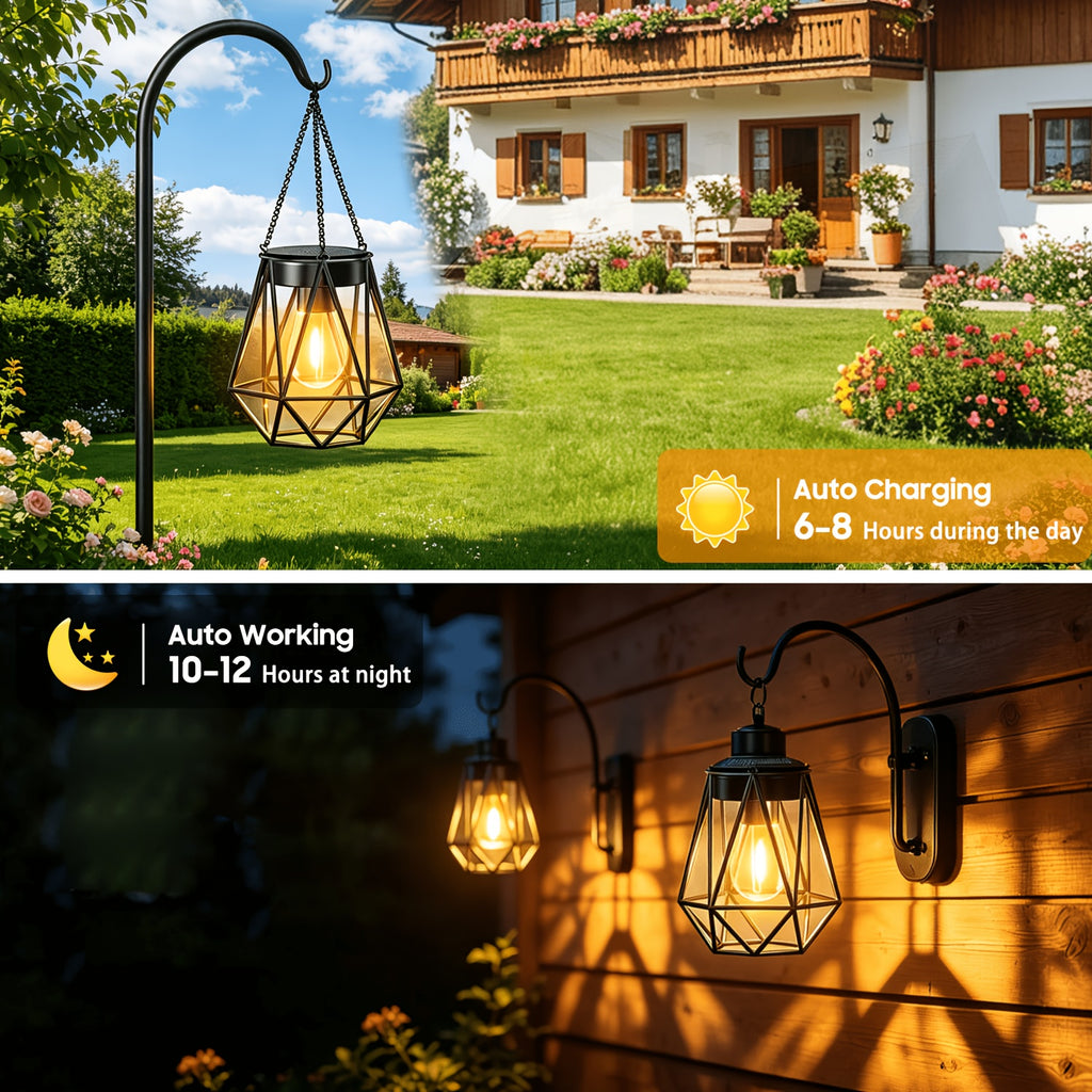 er Pack Solar Laterne, Metall für Garten und Terrasse – Detailansicht 2