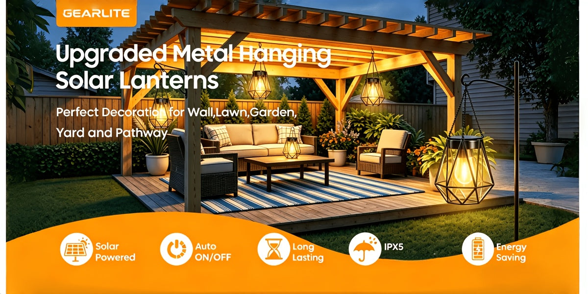 er Pack Solar Laterne, Metall für Garten und Terrasse – Detailansicht 7