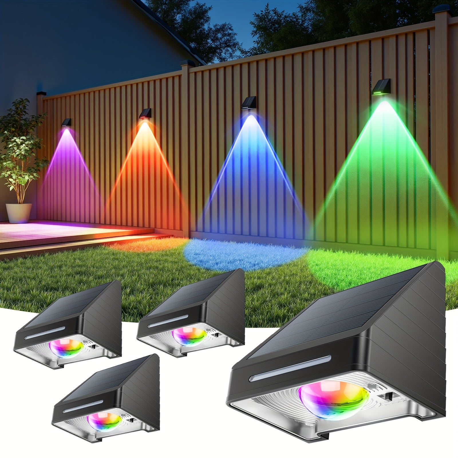 er Pack Solarzaun-Außenleuchten, 4er Pack für Garten und Terrasse – Detailansicht 3