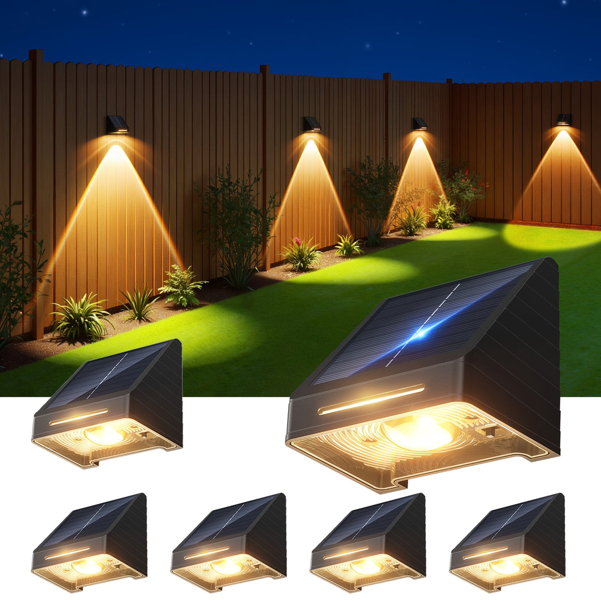 er Pack Solarzaun-Außenleuchten, 4er Pack für Garten und Terrasse – Detailansicht 6