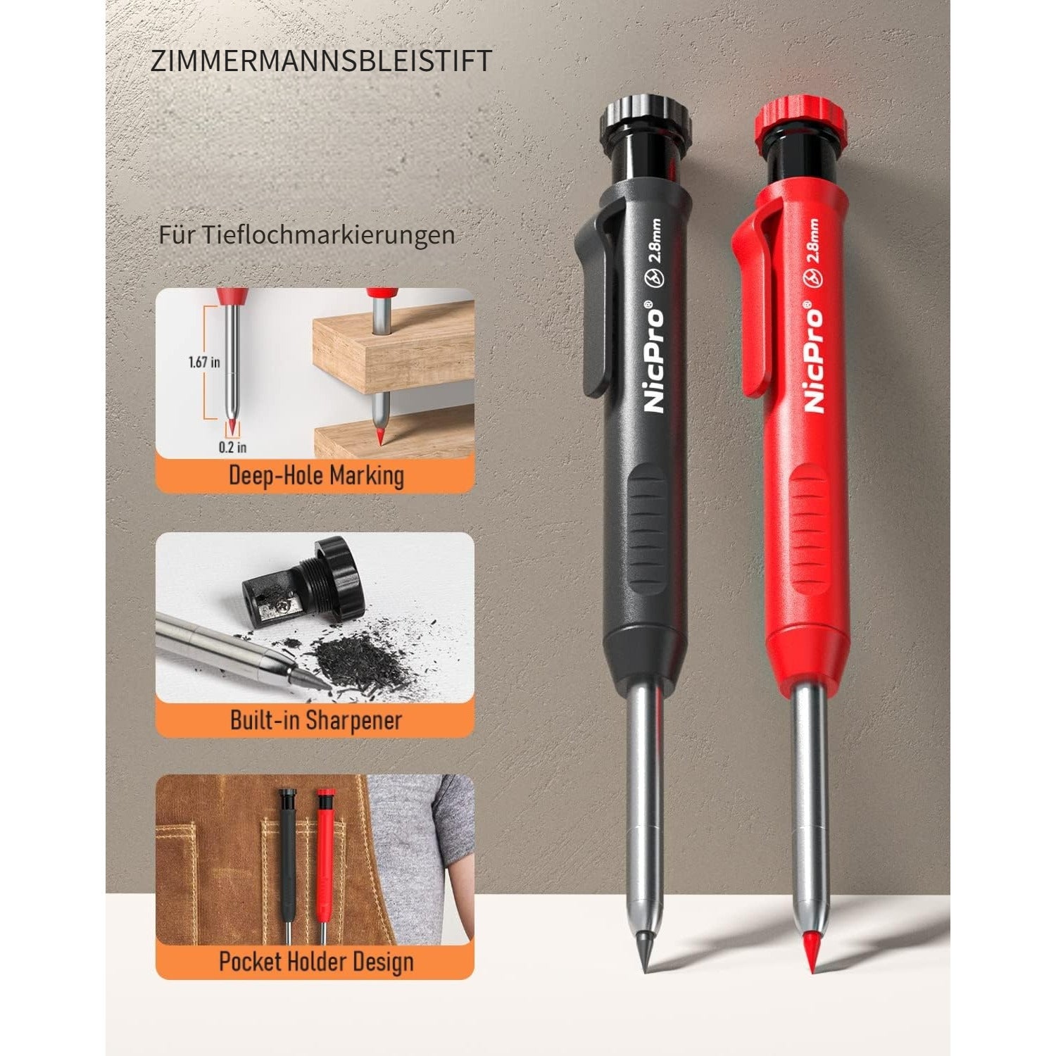 er-Pack Zimmermannsbleistift-Set für Fahrzeug und unterwegs – Hauptansicht
