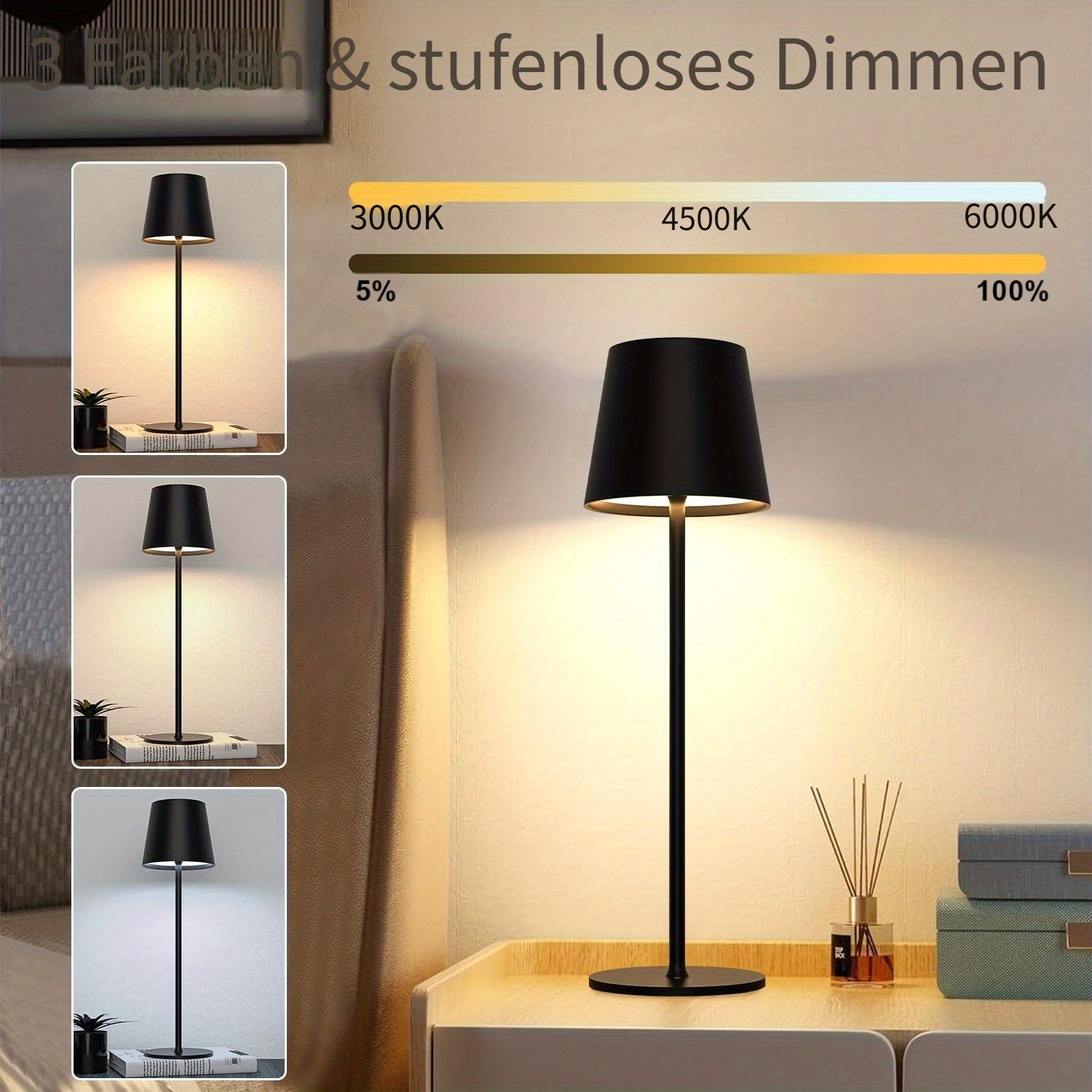 er-Packung Kabellose Tischlampen, LED-Beleuchtung für Alltag und Zuhause – Detailansicht 4