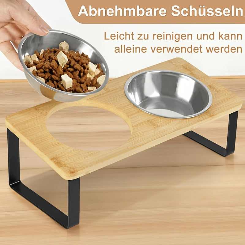 Erhöhte Katzennäpfe, Holz für Haustiere und Zuhause – Detailansicht 3