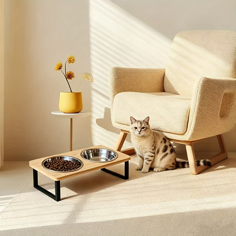 Erhöhte Katzennäpfe, Holz für Haustiere und Zuhause – Detailansicht 7