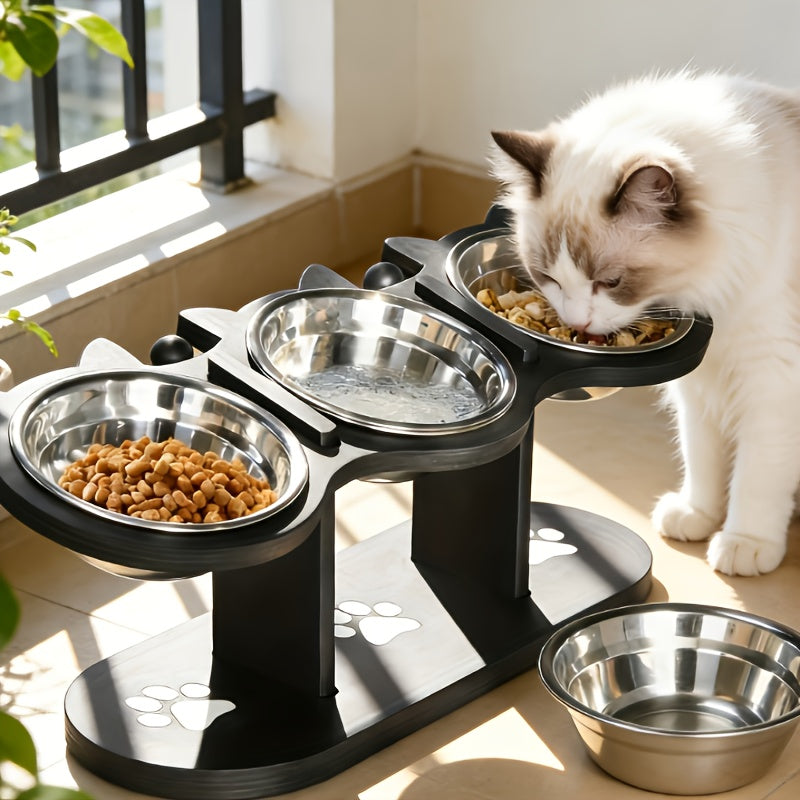 Erhöhtes Katzenfutternapf-Set, Edelstahl für Haustiere und Zuhause – Detailansicht 2