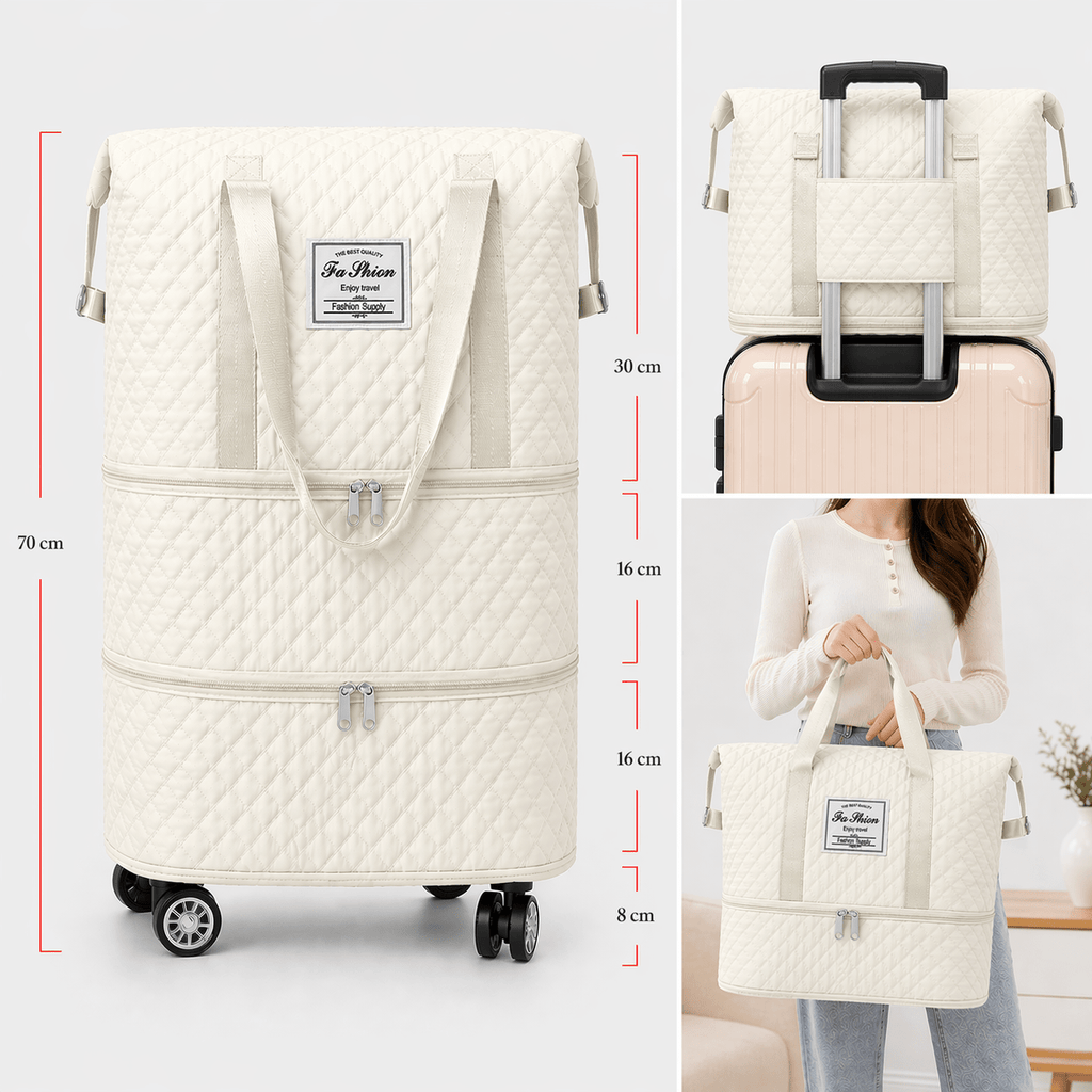 Erweiterbare Reisetasche, Schwarz für Camping und Reisen – Detailansicht 26