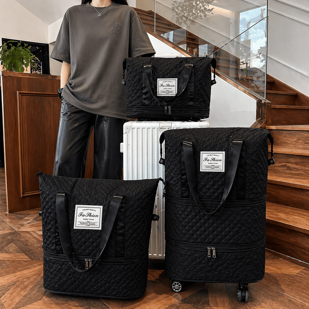 Erweiterbare Reisetasche, Schwarz für Camping und Reisen – Detailansicht 27