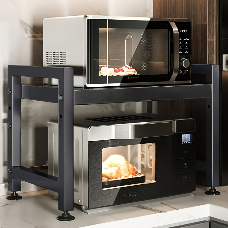 Erweiterbares Schwarzes Küchenregal, Holz für Küche und Essbereich – Detailansicht 3