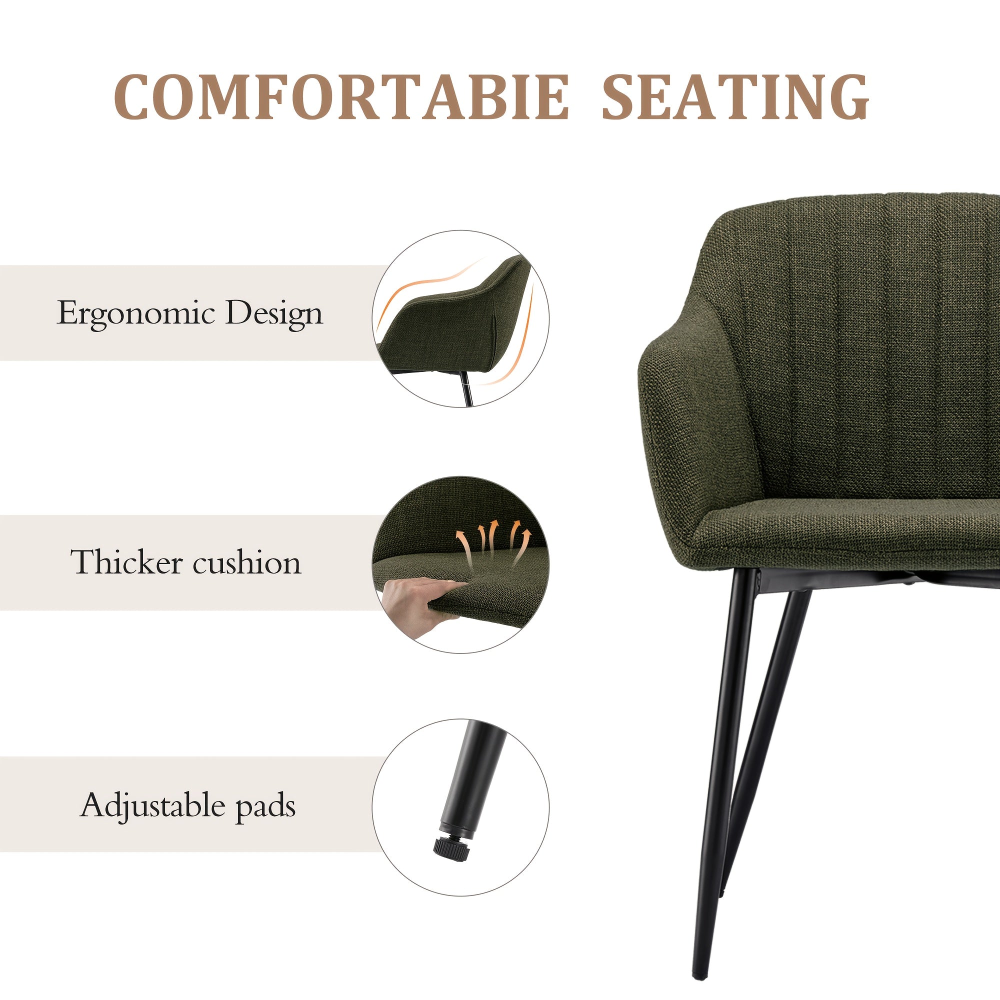 Esszimmerstuhl, Beige für Wohnen und Sitzen – Detailansicht 7