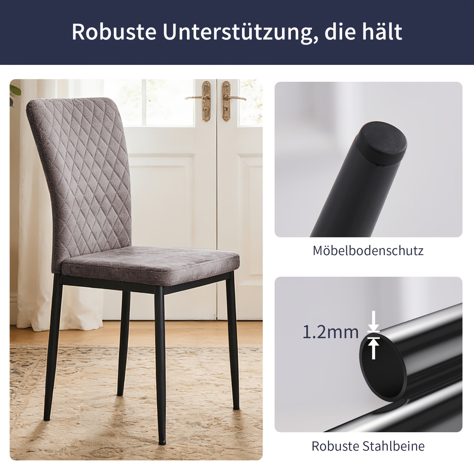 Esszimmerstuhl, Samt für Wohnen und Sitzen – Detailansicht 5