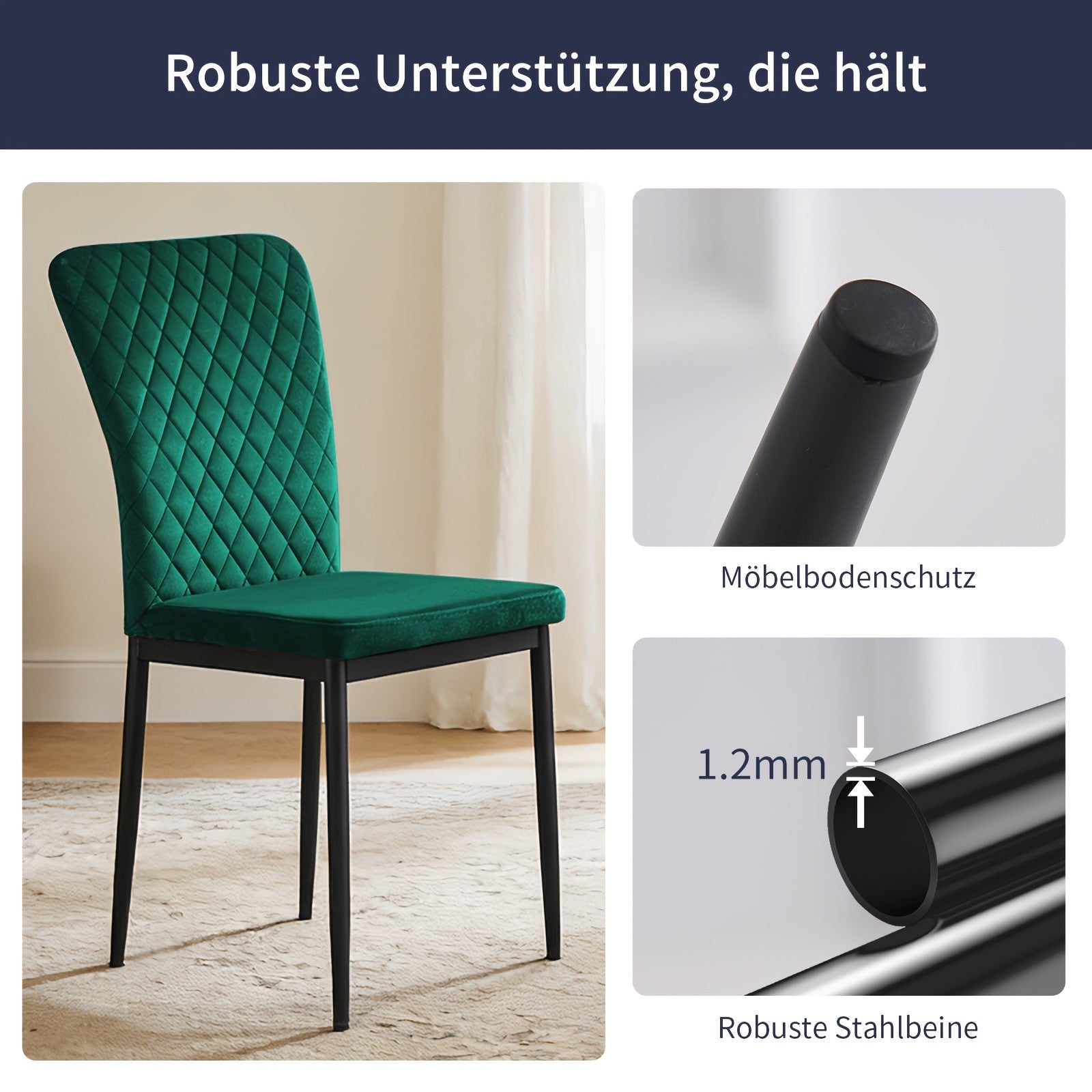 Esszimmerstuhl, Samt für Wohnen und Sitzen – Detailansicht 28