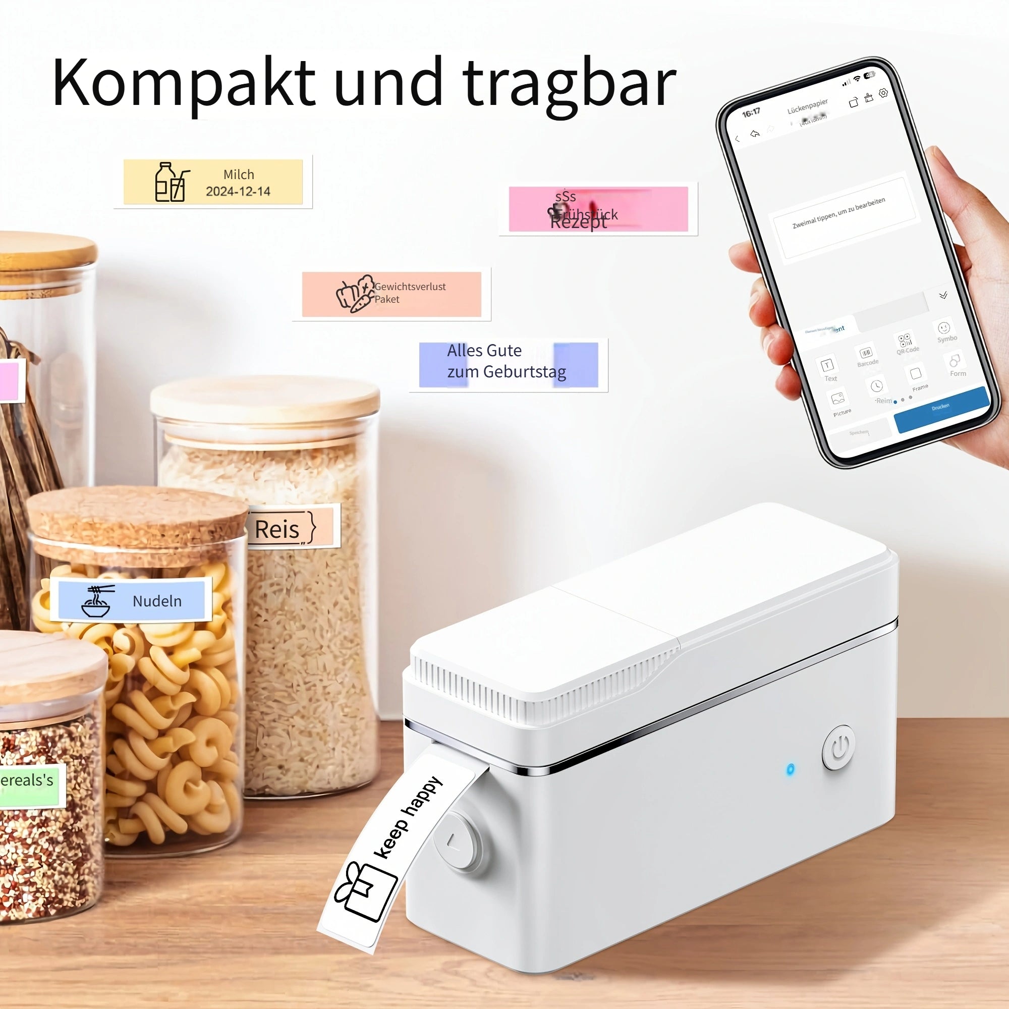 Etikettendrucker, Weiß für Büro und Homeoffice – Detailansicht 2