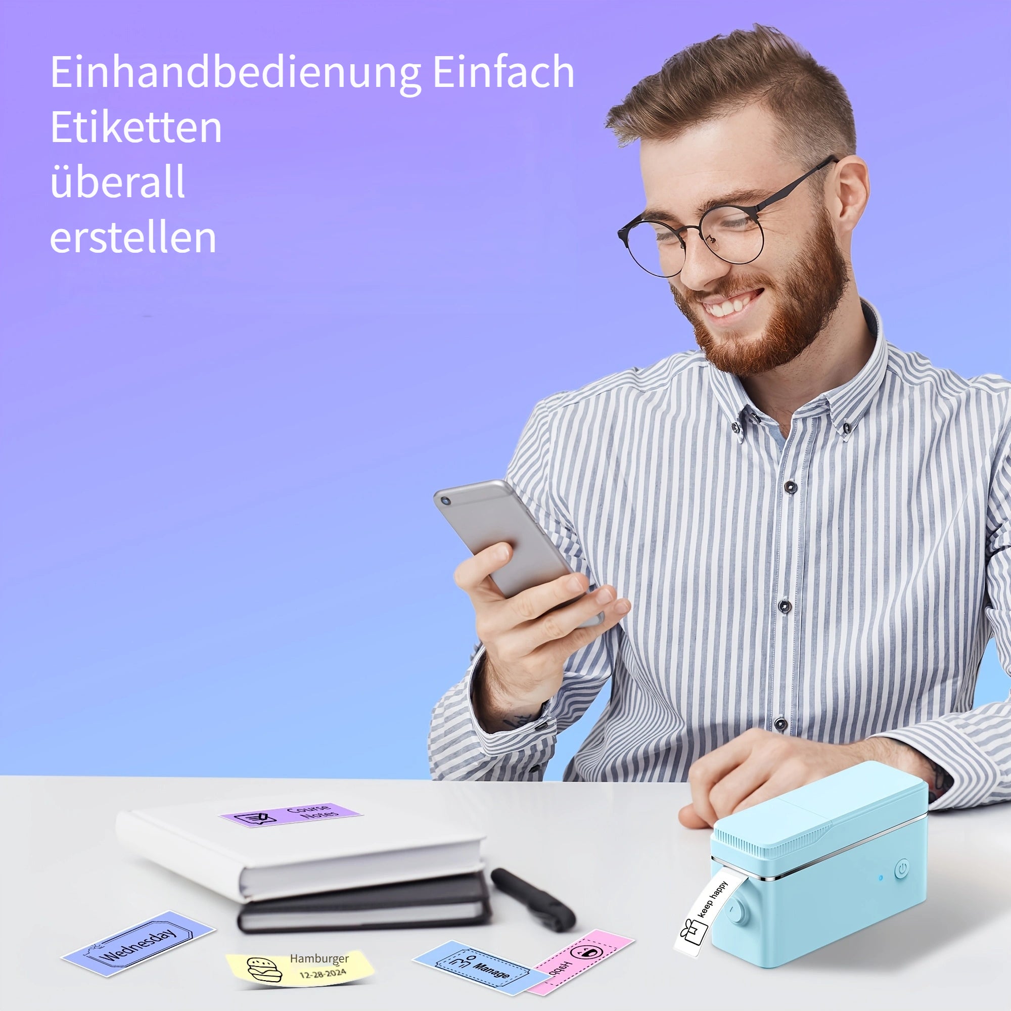 Etikettendrucker, Weiß für Büro und Homeoffice – Detailansicht 7