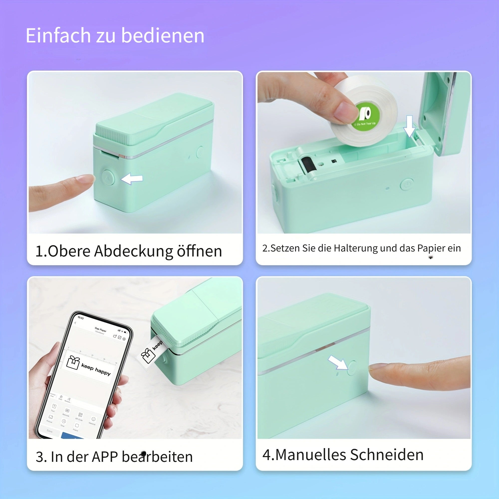 Etikettendrucker, Weiß für Büro und Homeoffice – Detailansicht 12