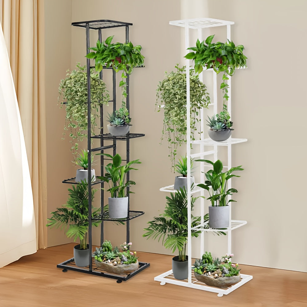 Europäischer Stil Eisenblumenständer, Schwarz, 7 Schichten, 8 Platten für Innen und Außenbereich – Detailansicht 3