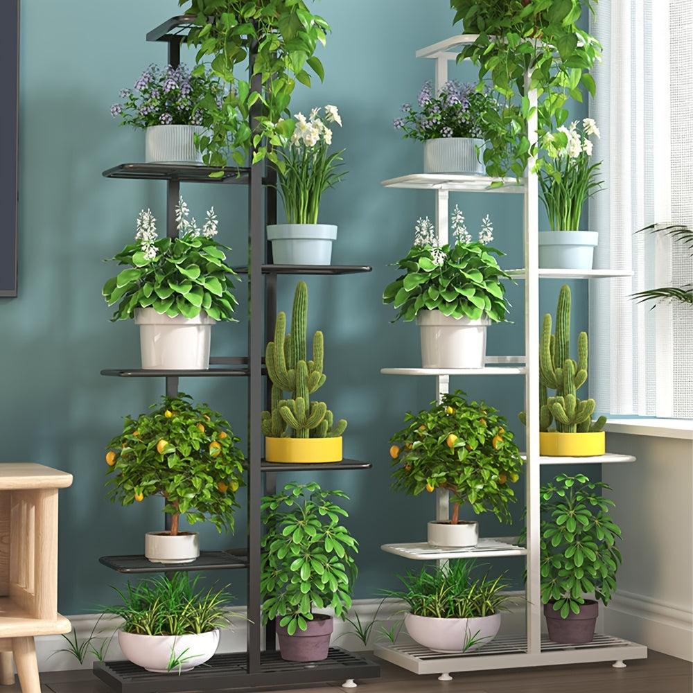 Europäischer Stil Eisenblumenständer, Schwarz, 7 Schichten, 8 Platten für Innen und Außenbereich – Detailansicht 5