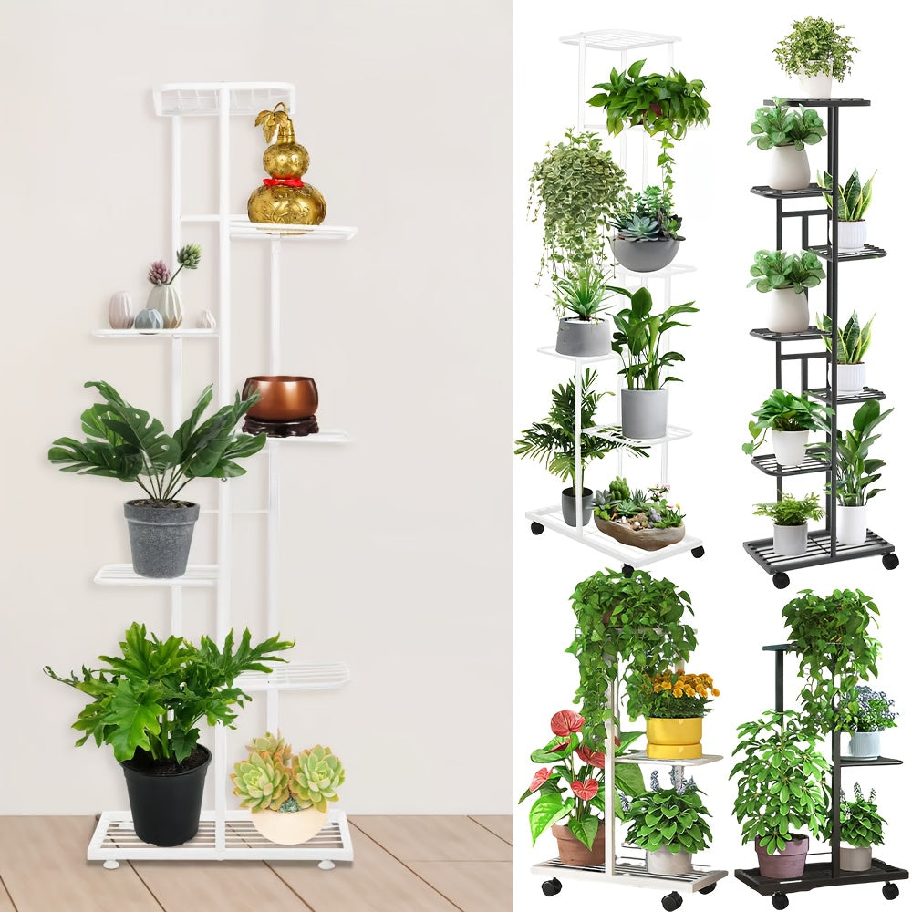 Europäischer Stil Eisenblumenständer, Schwarz, 7 Schichten, 8 Platten für Innen und Außenbereich – Detailansicht 8
