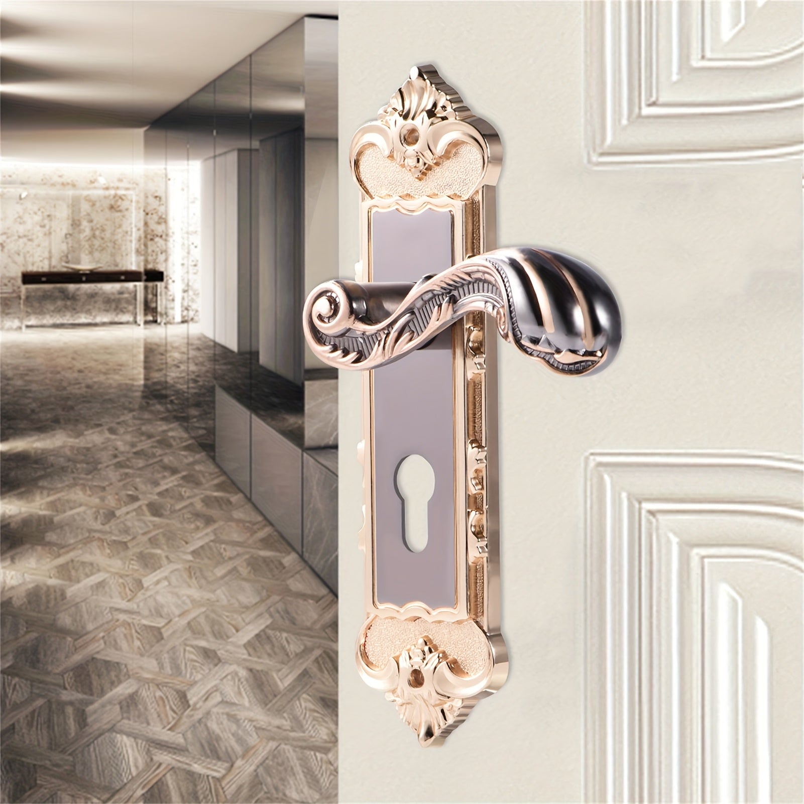 Europäisches Türschloss-Set, Europäischer Stil für Schlafzimmer und Bett – Detailansicht 2