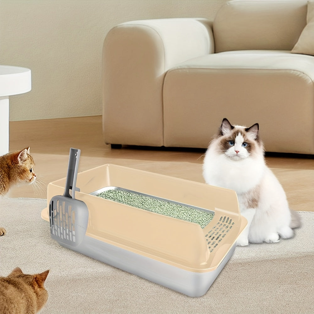 Extra große Katzenklo aus Edelstahl, Metall für Haustiere und Zuhause – Detailansicht 4