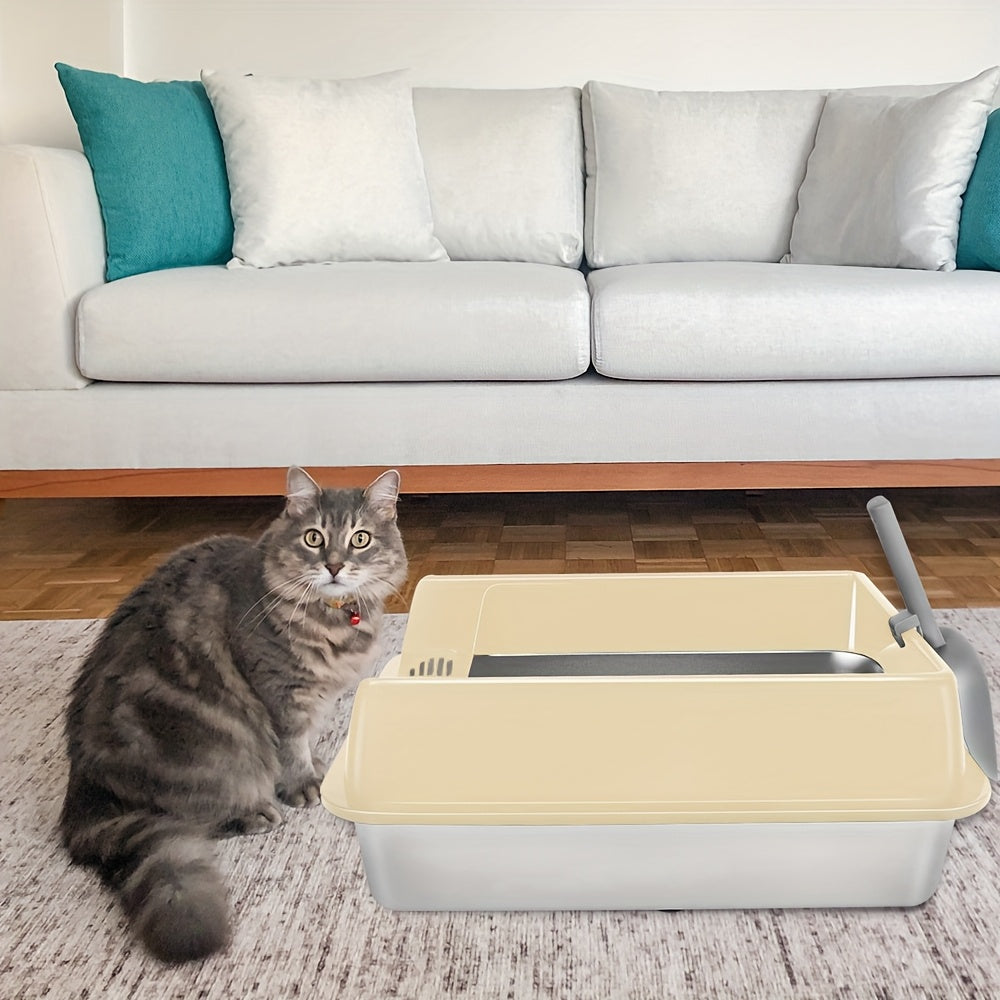 Extra große Katzenklo aus Edelstahl, Metall für Haustiere und Zuhause – Detailansicht 7