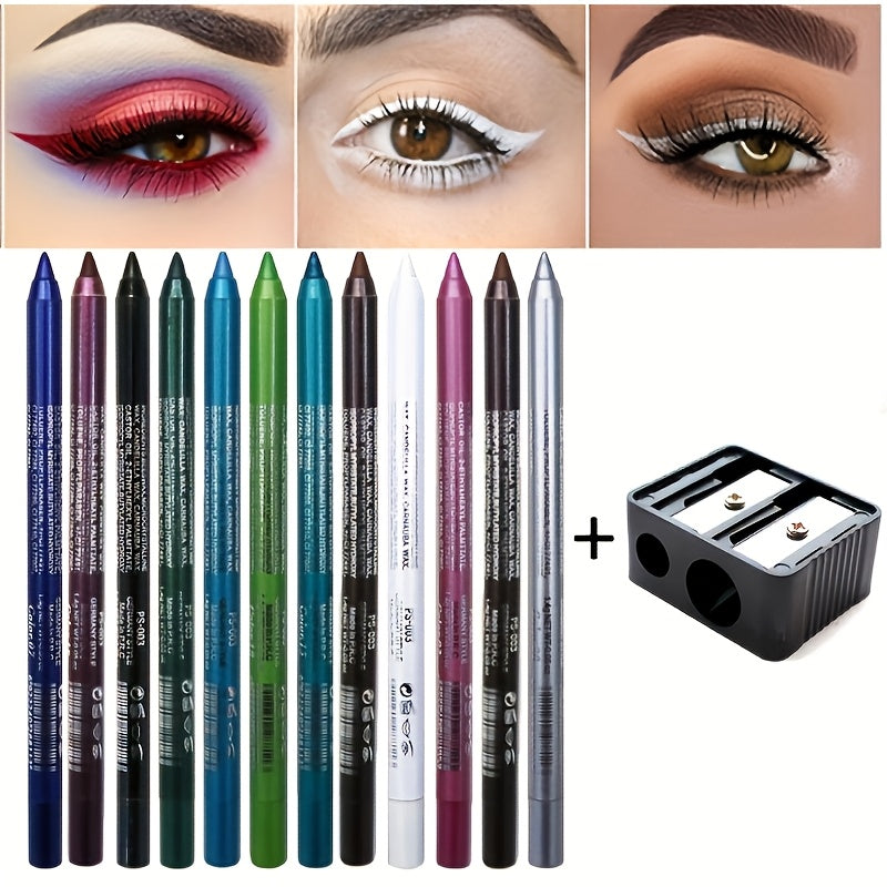 Eyeliner & Kajal, 12 Stück Eyeliner mit Spitzer für Bühnen-Make-up und Pflege zu Hause – Detailansicht 12